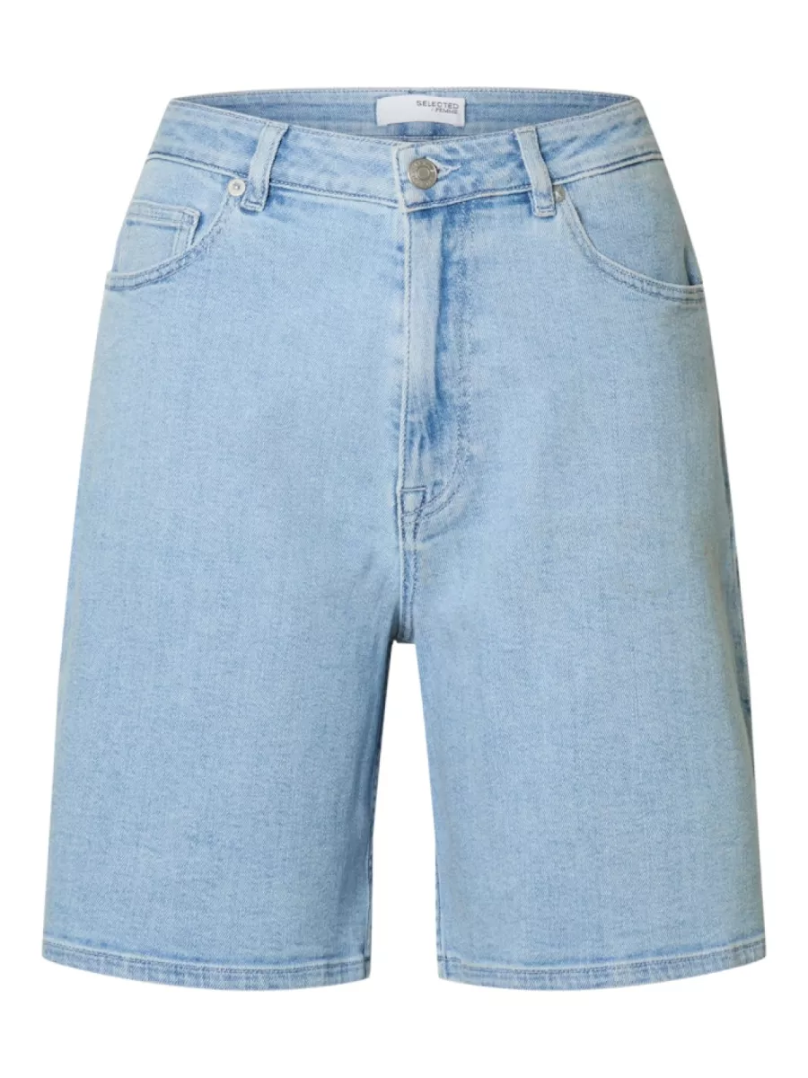 Selected Femme-SLFANYA-GRY HW DENIM SHORTS-16099248-Light Blue Denim-LICHT BLAUW