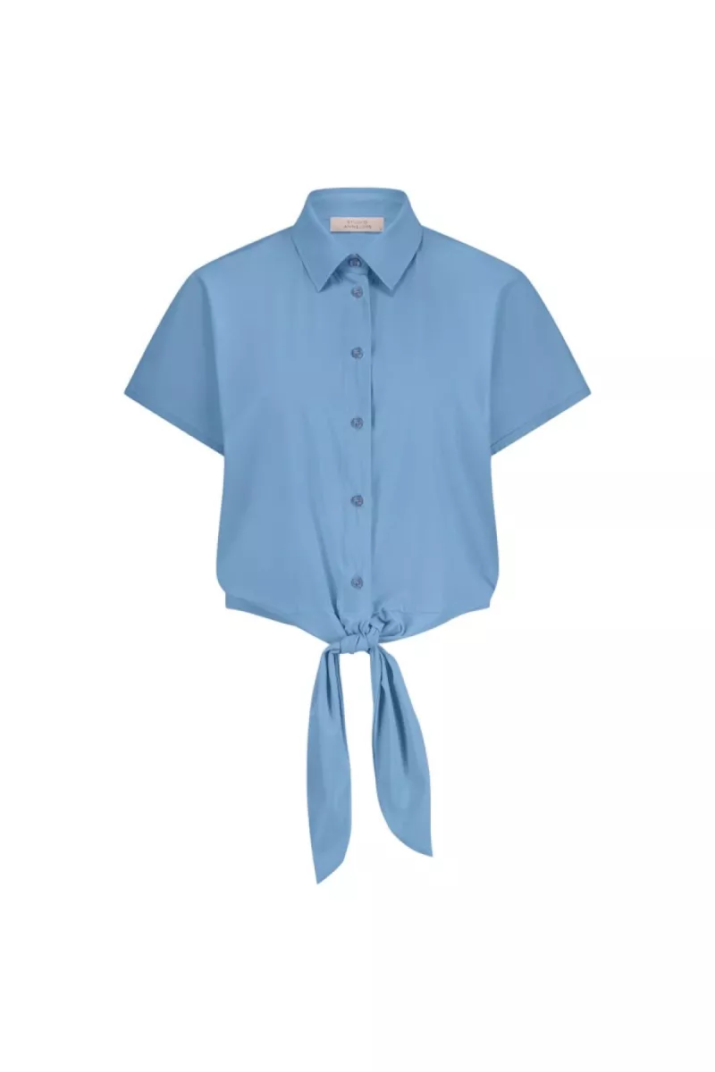 STUDIO ANNELOES-Lena blouse-12922-6000 mid blue-BLAUW