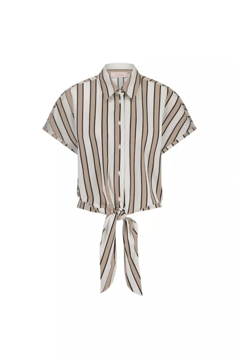 STUDIO ANNELOES-Lena stripe blouse-12866-2214 latte/kit-CAFE