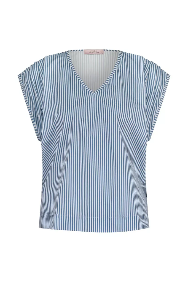 STUDIO ANNELOES-Leonie small stripe top-12927-1160 off white/midblue-OFF WHITE