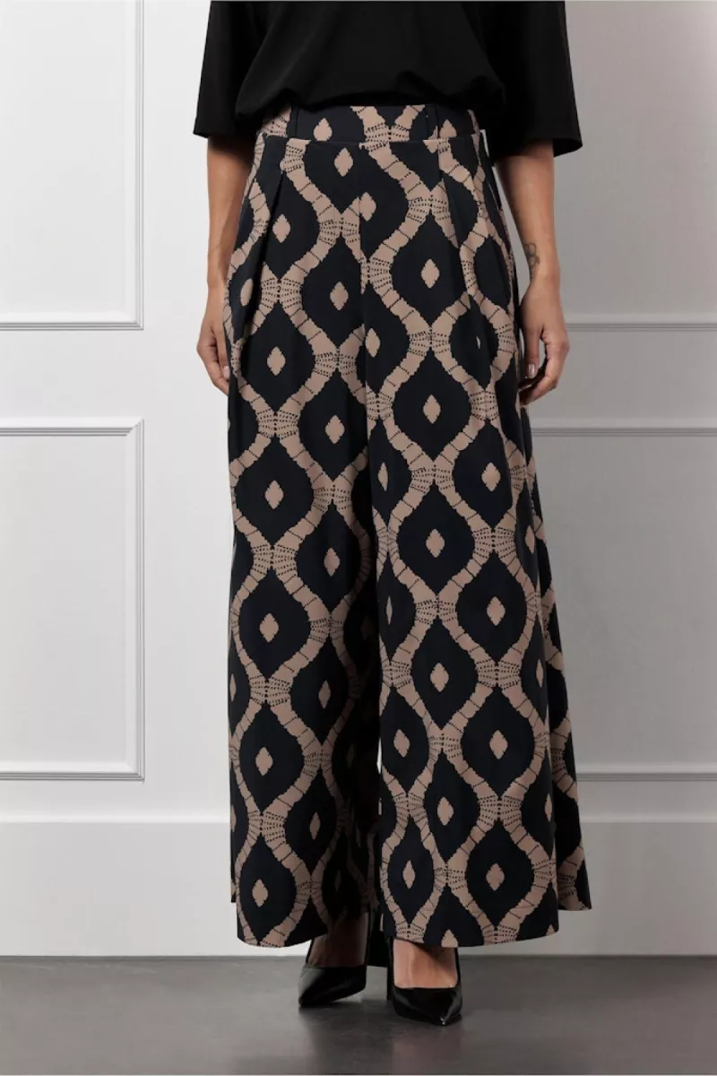 STUDIO ANNELOES-Ursula batik trousers-12874-9022 black/latte-ZWART
