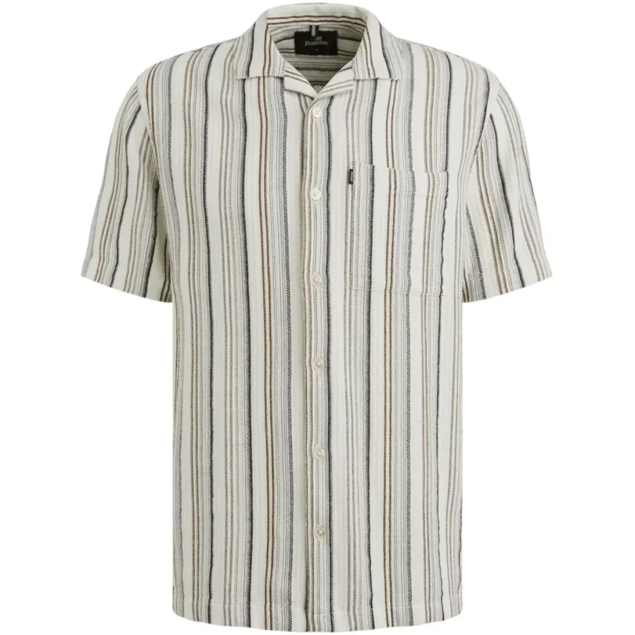 Vanguard-Short Sleeve Shirt Dobby stripe-VSIS2505283-7004 Cloud dancer-CREME