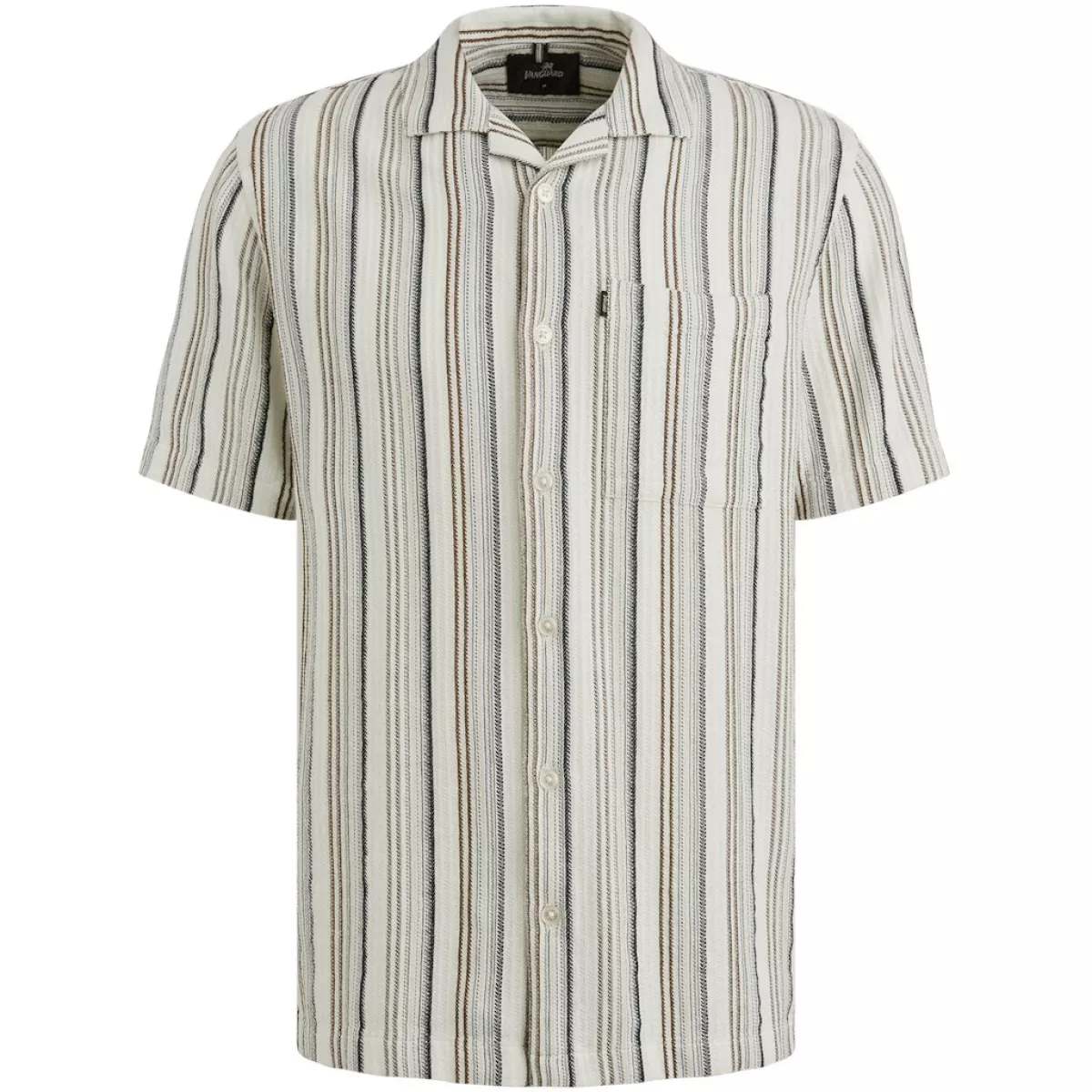Vanguard-Short Sleeve Shirt Dobby stripe-VSIS2505283-7004 Cloud dancer-CREME