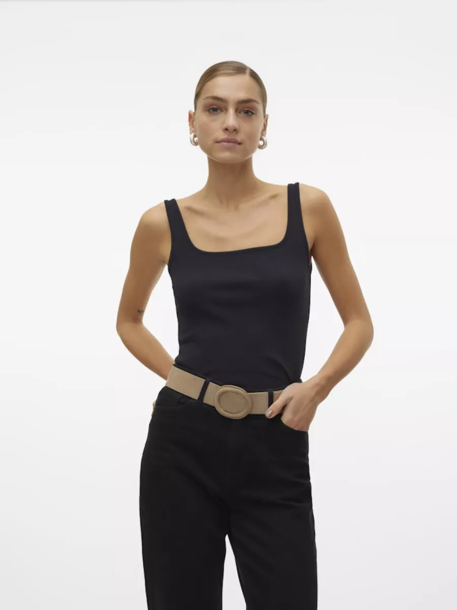 VERO MODA-VMCHLOE SL SHORT SQUARE TOP GA JRS-10306895-Black-BLACK
