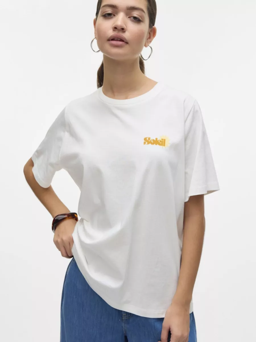 VERO MODA-VMDORIS CATY SS TOP BOX JRS GA-10329468-Snow White-OFF WHITE
