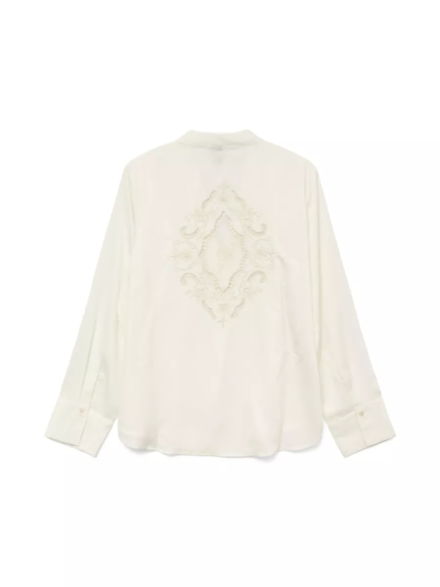 VERO MODA-VMELENOR LS EMB TOP WVN GA-10329485-Cloud Dancer-CREME