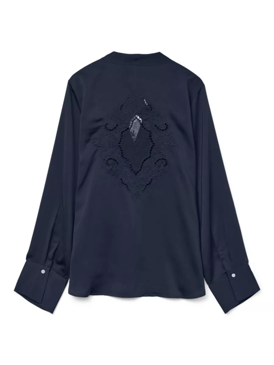 VERO MODA-VMELENOR LS EMB TOP WVN GA-10329485-Navy Blazer-MARINE