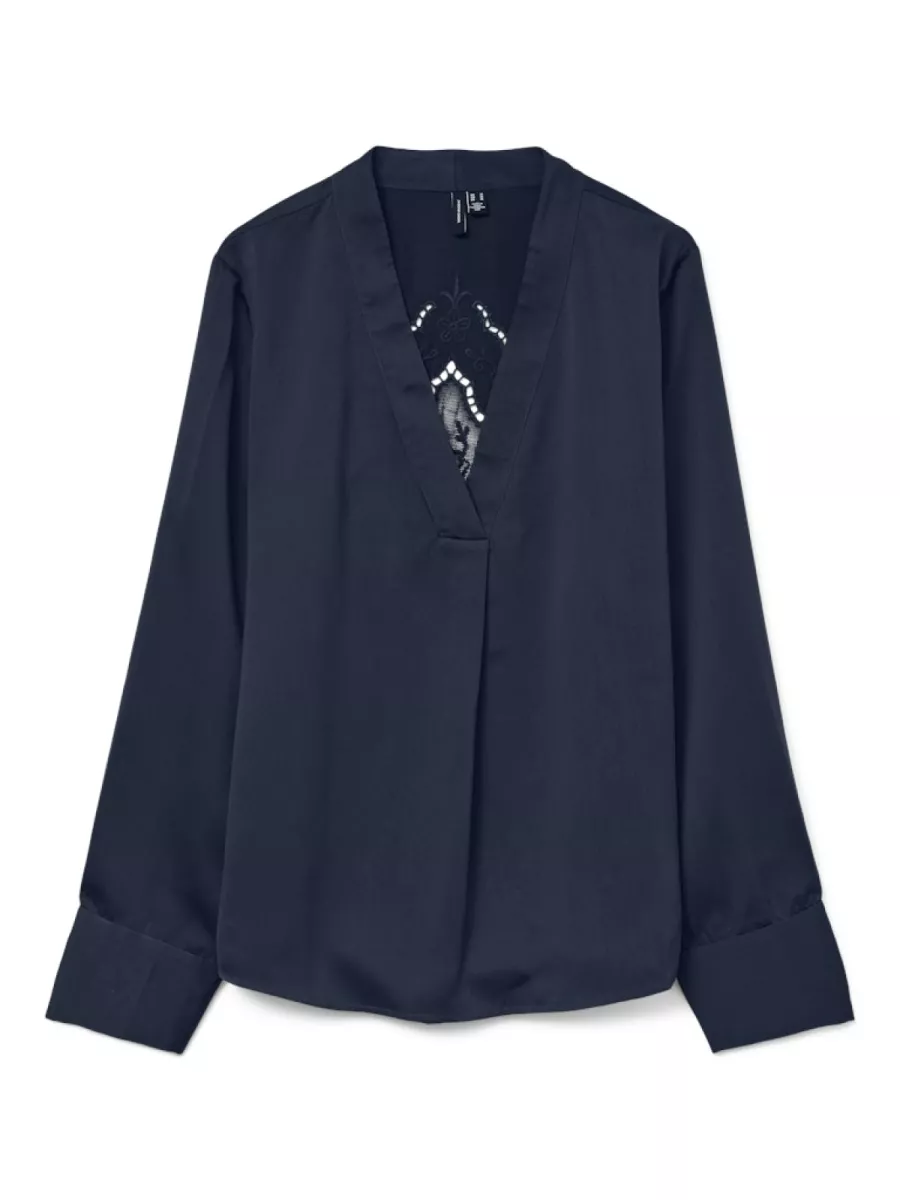 VERO MODA-VMELENOR LS EMB TOP WVN GA-10329485-Navy Blazer-MARINE