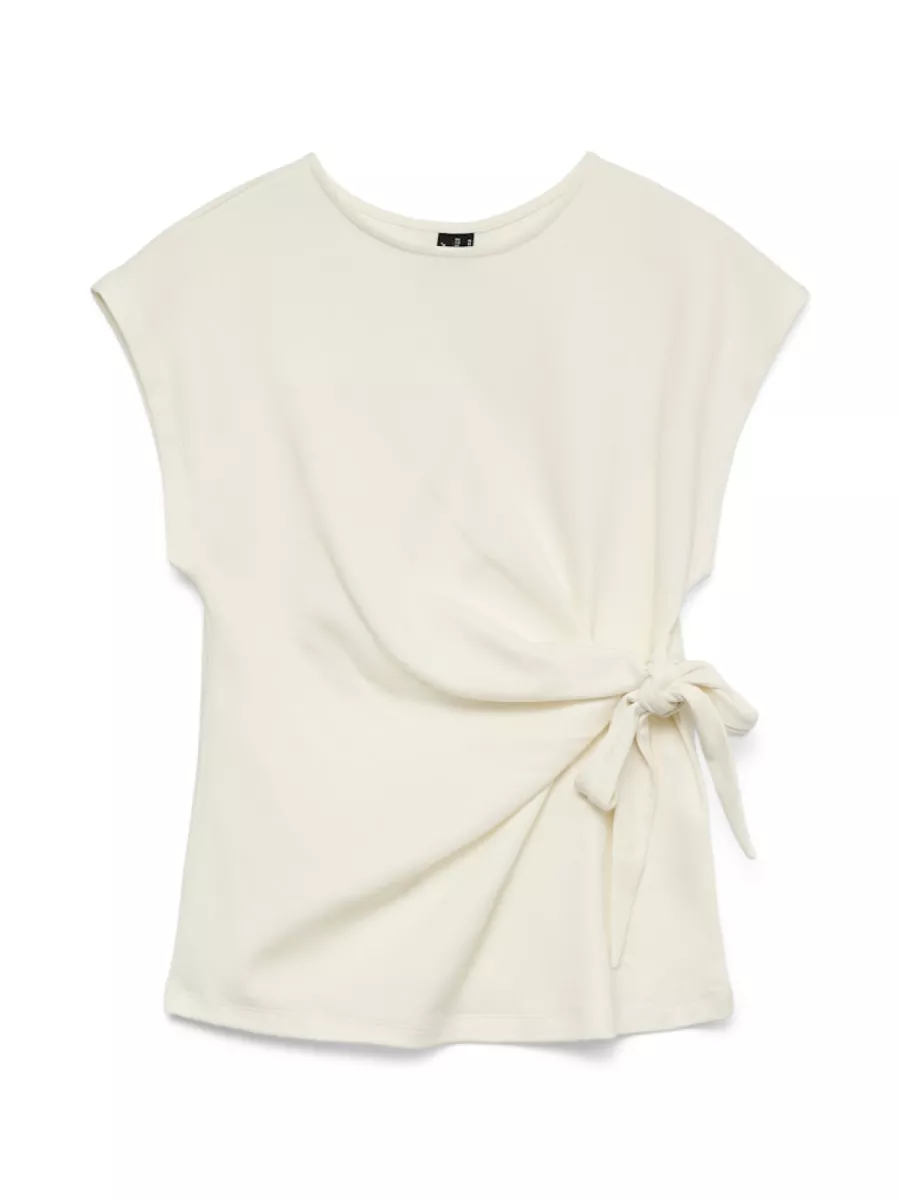 VERO MODA-VMTAYLOR SS TIE TEE EXP-10340682-Gardenia-WIT