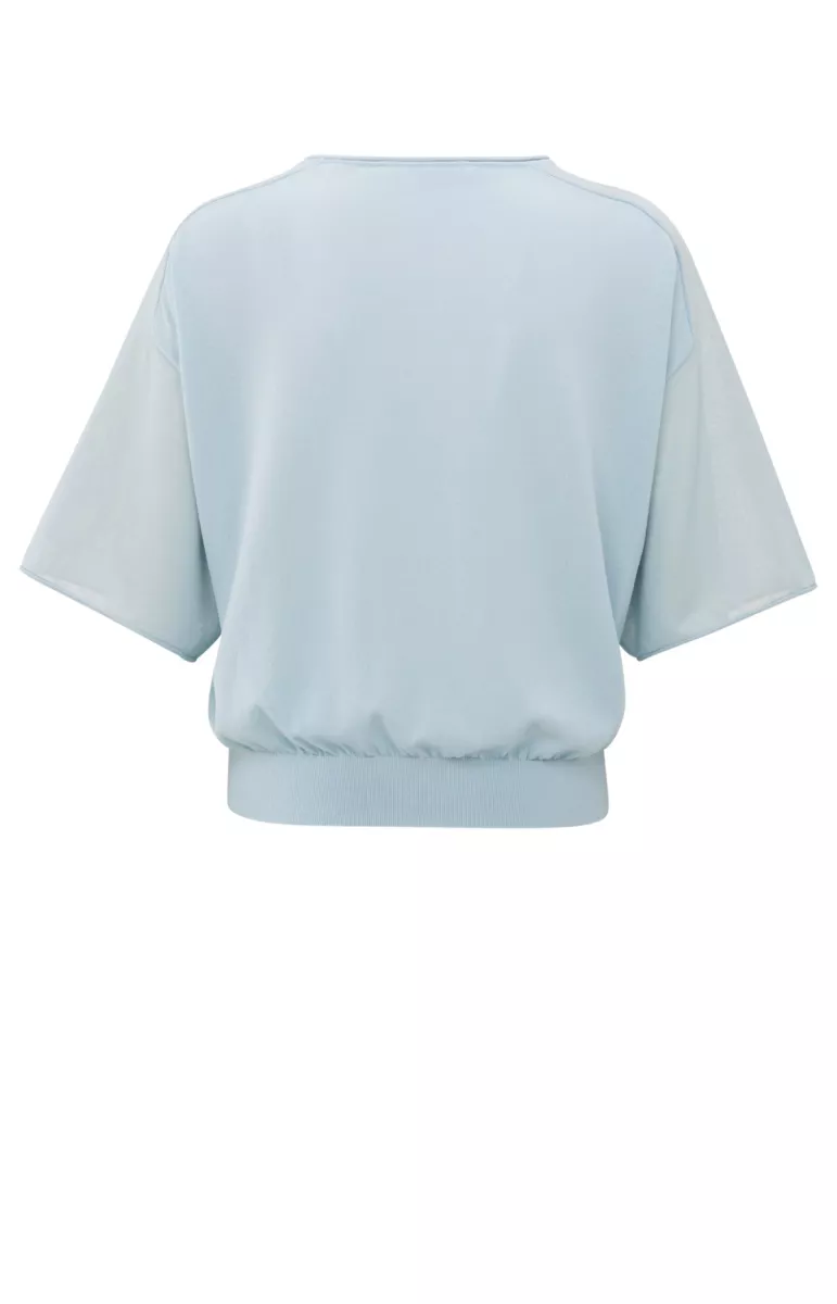 YAYA-Boatneck sweater with transpar; Viscose/Polyamide; 99992-01-000475-506-99992-BLUE