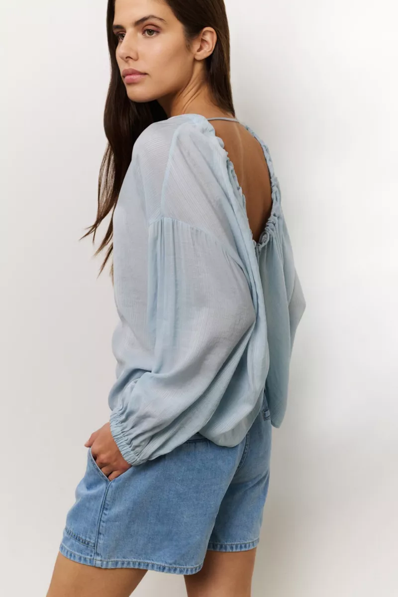 YAYA-Crinkle top with low back; Viscose/Polyamide/Polyester; 99992-01-701297-506-99992-BLUE