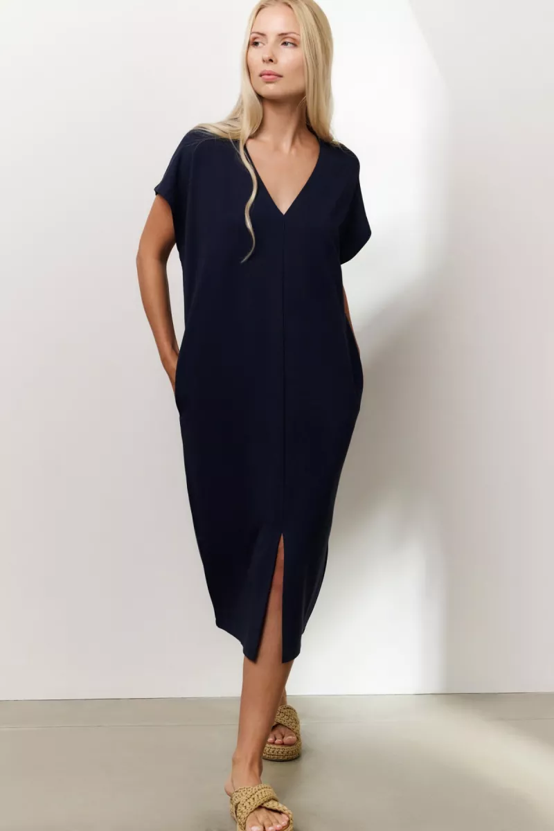 YAYA-Dress 00119ith 00100ouble V-ne; Viscose/Polyamide/Elastane-01-609179-506-94010-NAVY