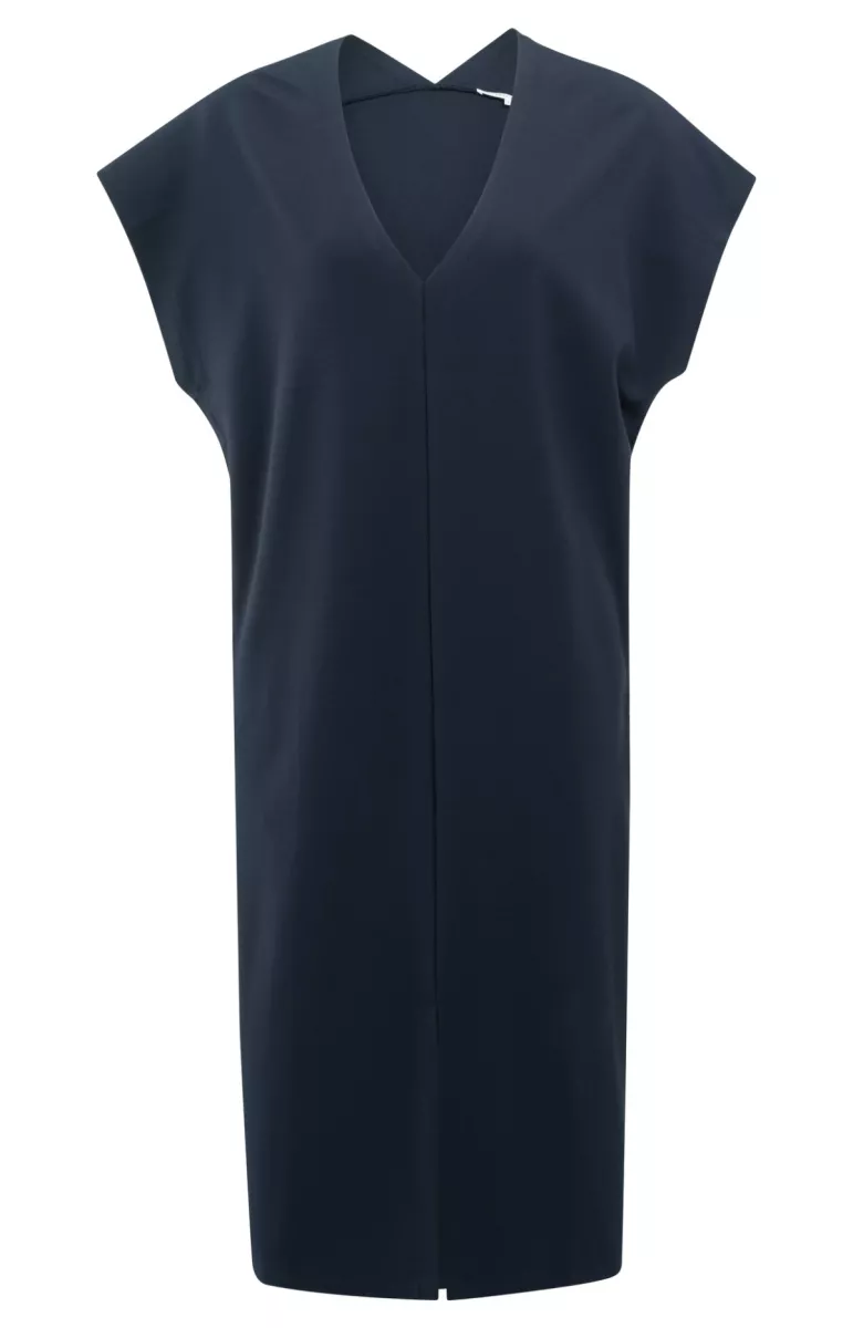 YAYA-Dress 00119ith 00100ouble V-ne; Viscose/Polyamide/Elastane-01-609179-506-94010-NAVY