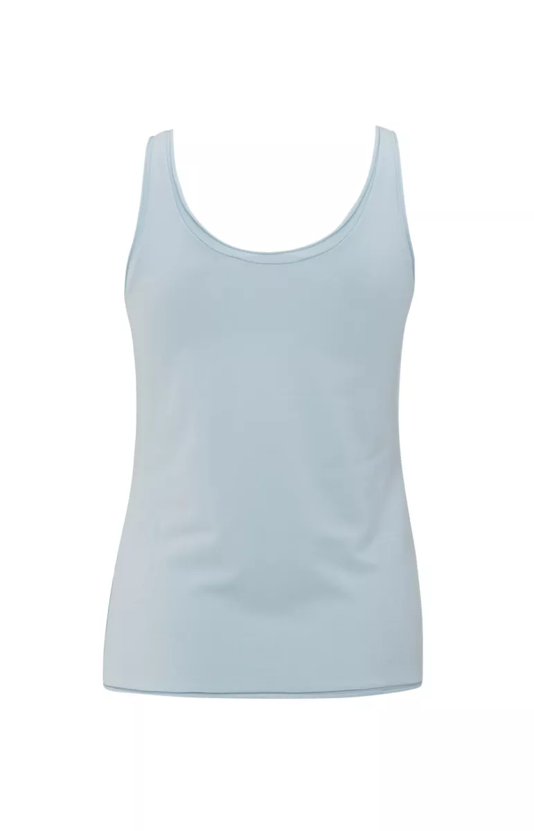 YAYA-Singlet with low neckline; Cotton/Elastane; 99992-01-729040-506-99992-BLUE
