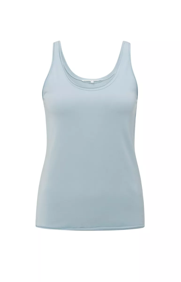 YAYA-Singlet with low neckline; Cotton/Elastane; 99992-01-729040-506-99992-BLUE