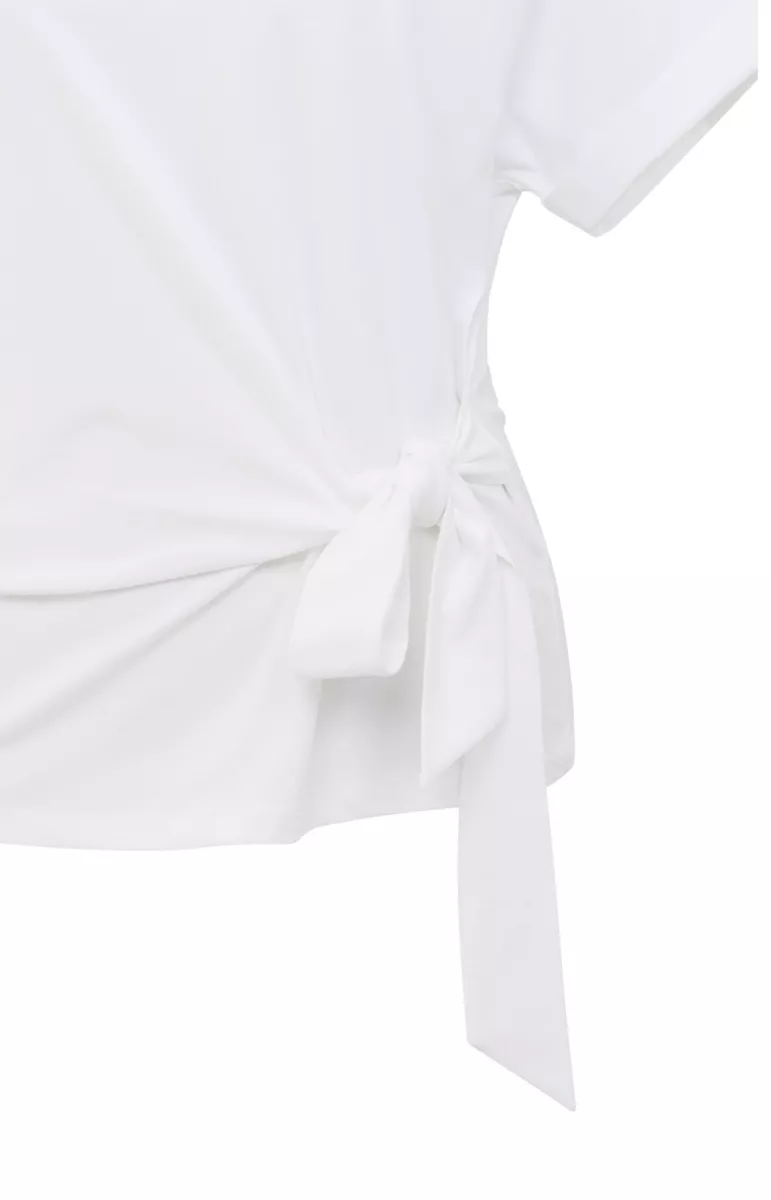 YAYA-T-shirt with knotted detail; Cotton/Elastane-01-709093-506-00000-OFF WHITE