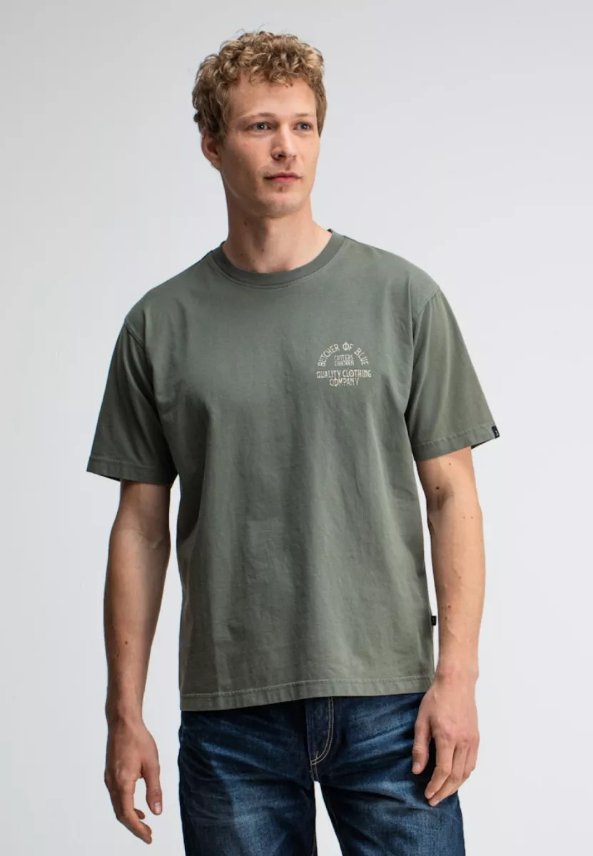 BUTCHER OF BLUE-Classic frat loose tee-M2522005-708 dk. granite green-LEGERGROEN