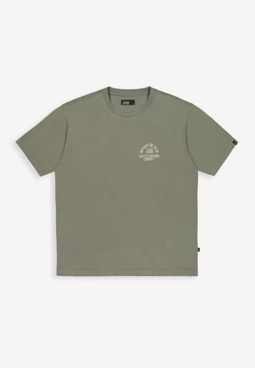 BUTCHER OF BLUE-Classic frat loose tee-M2522005-708 dk. granite green-LEGERGROEN
