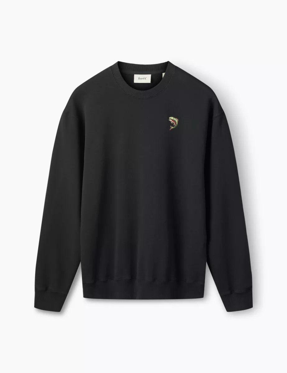 Foret-Fish sweatshirt-F7008-Black-ZWART