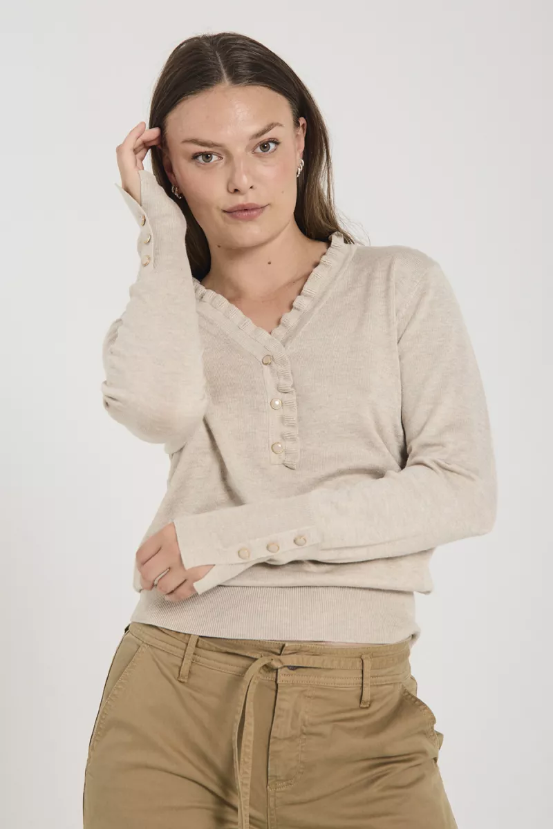 FREE QUENT-Katie Pullover-206462-Moonbeam Melange-GRIJS MELEE