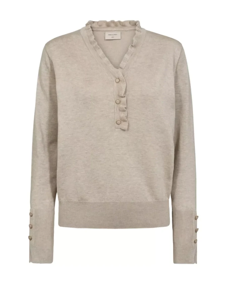 FREE QUENT-Katie Pullover-206462-Moonbeam Melange-GRIJS MELEE