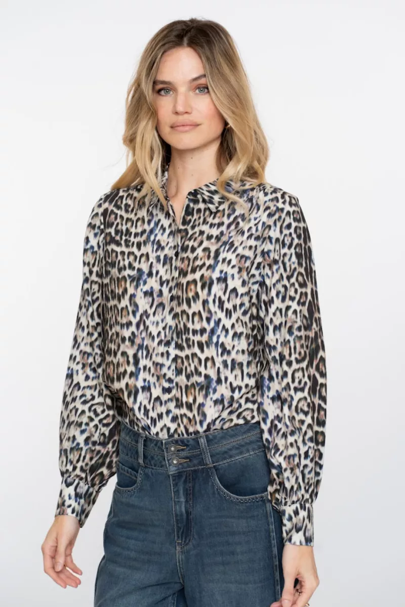 GEISHA-Blouse animal-53614-20-735 camel/blue/black-CAMEL