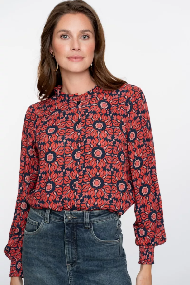 GEISHA-Blouse print-53611-20-420 pink/blue-PINK