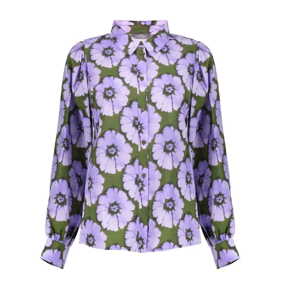 GEISHA-Blouse print flowers-53609-20-380 purple/green-PAARS