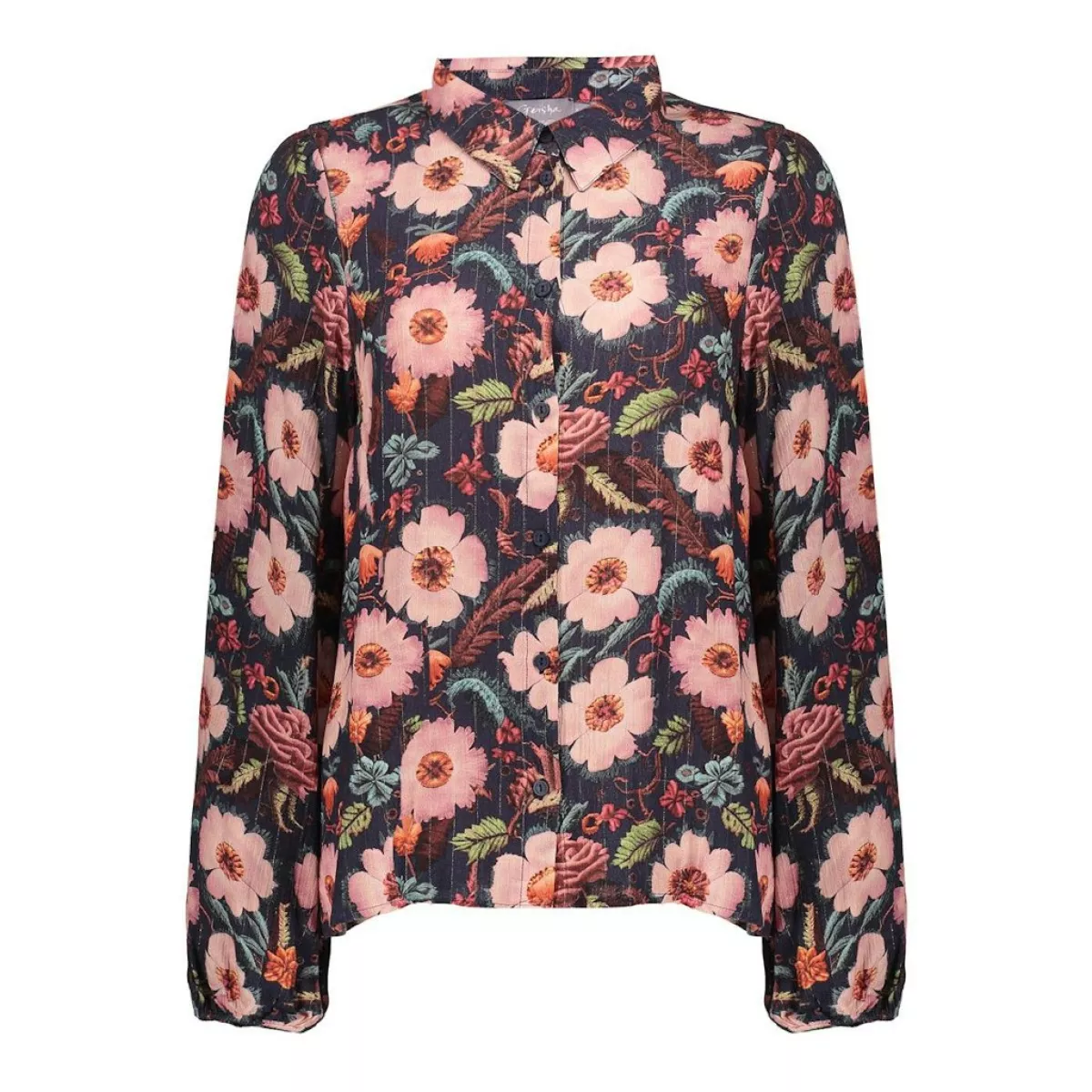 GEISHA-Blouse print flowers-53610-20-625 blue/pink-LILA