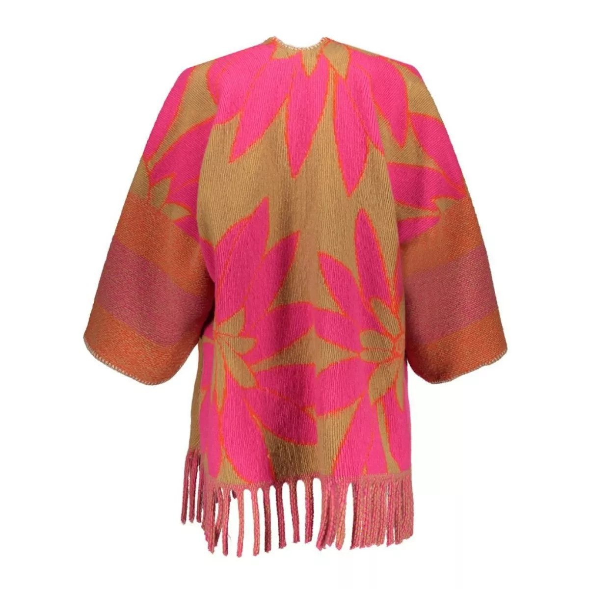 GEISHA-Poncho flower-54546-20-735 camel/fuchsia-CAMEL