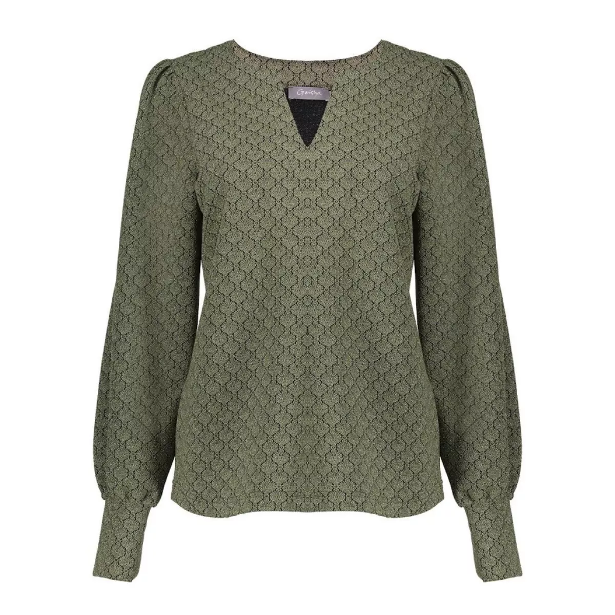 GEISHA-Top print-52530-20-530 green/black-LEGERGROEN