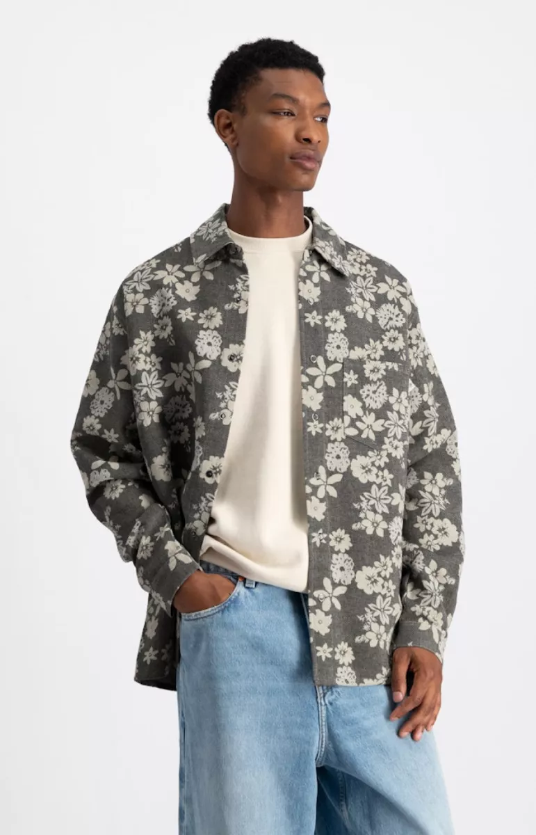 Law of the Sea-Ostara flower shirt-10221-100 black-ZWART