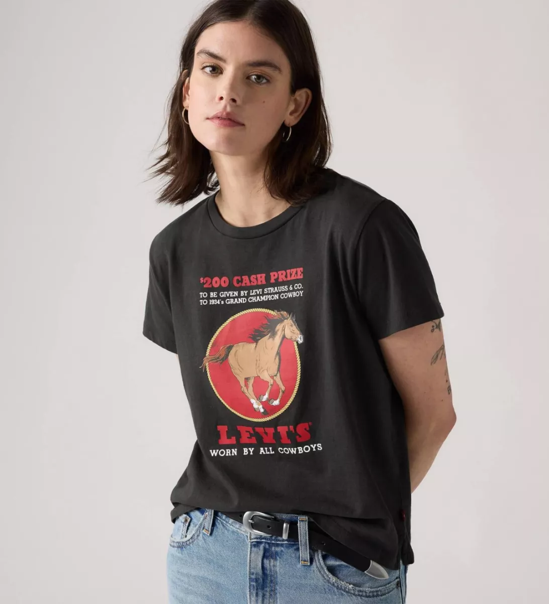 LEVI STRAUSS-Graphic Boxy Tshirt Western Archival-A8804-0063-ZWART
