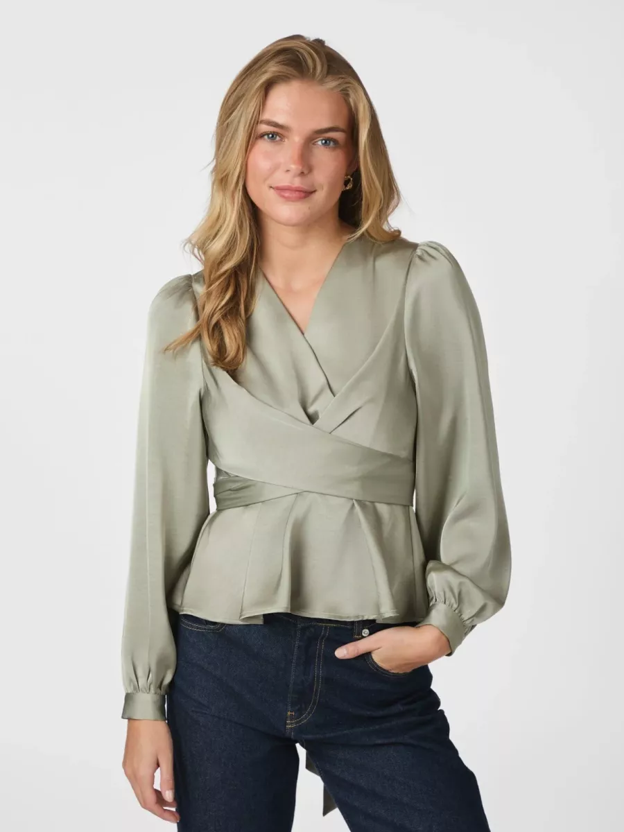 Neo Noir-Rista Heavy Sateen Blouse-164803-627 Smoke Green-GROEN