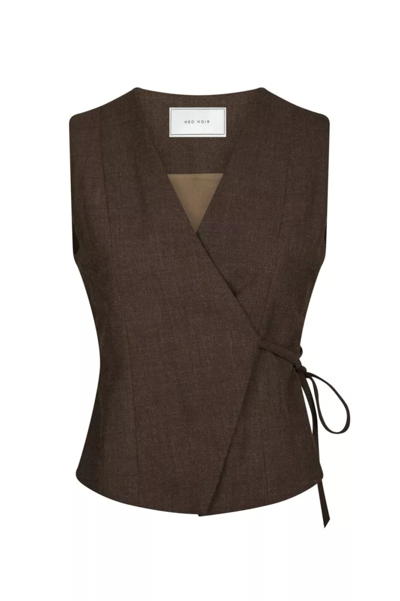 Neo Noir-Samara Melange Waistcoat-165293-205 Brown Melange-CHOCOLADE
