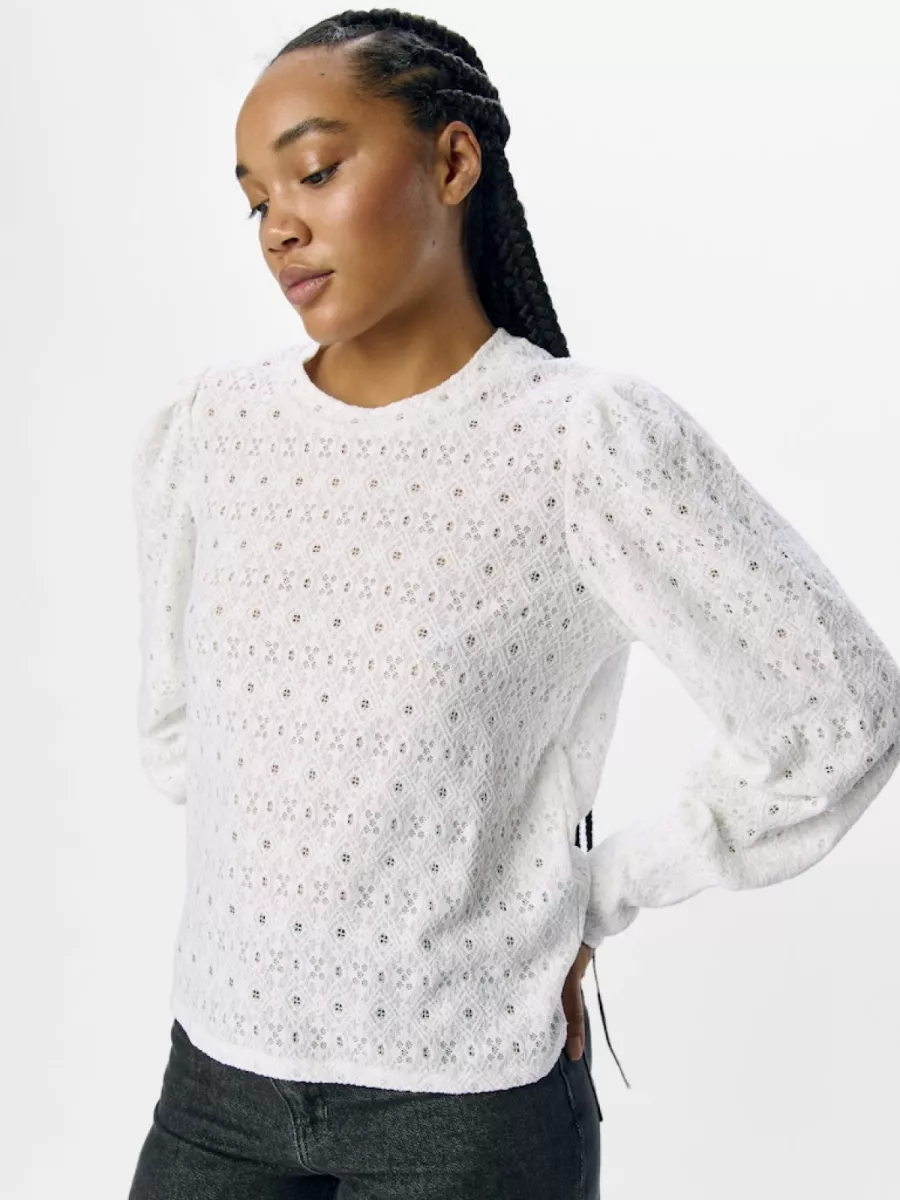 OBJECT-OBJLAILA L/S RE TOP NOOS-23046626-Cloud Dancer-OFF WHITE