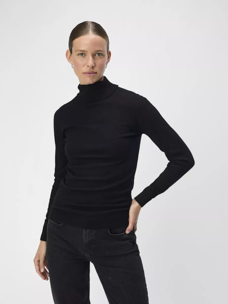 OBJECT-OBJTHESS L/S ROLLNECK KNIT PULLOVER-23033228-Black-BLACK