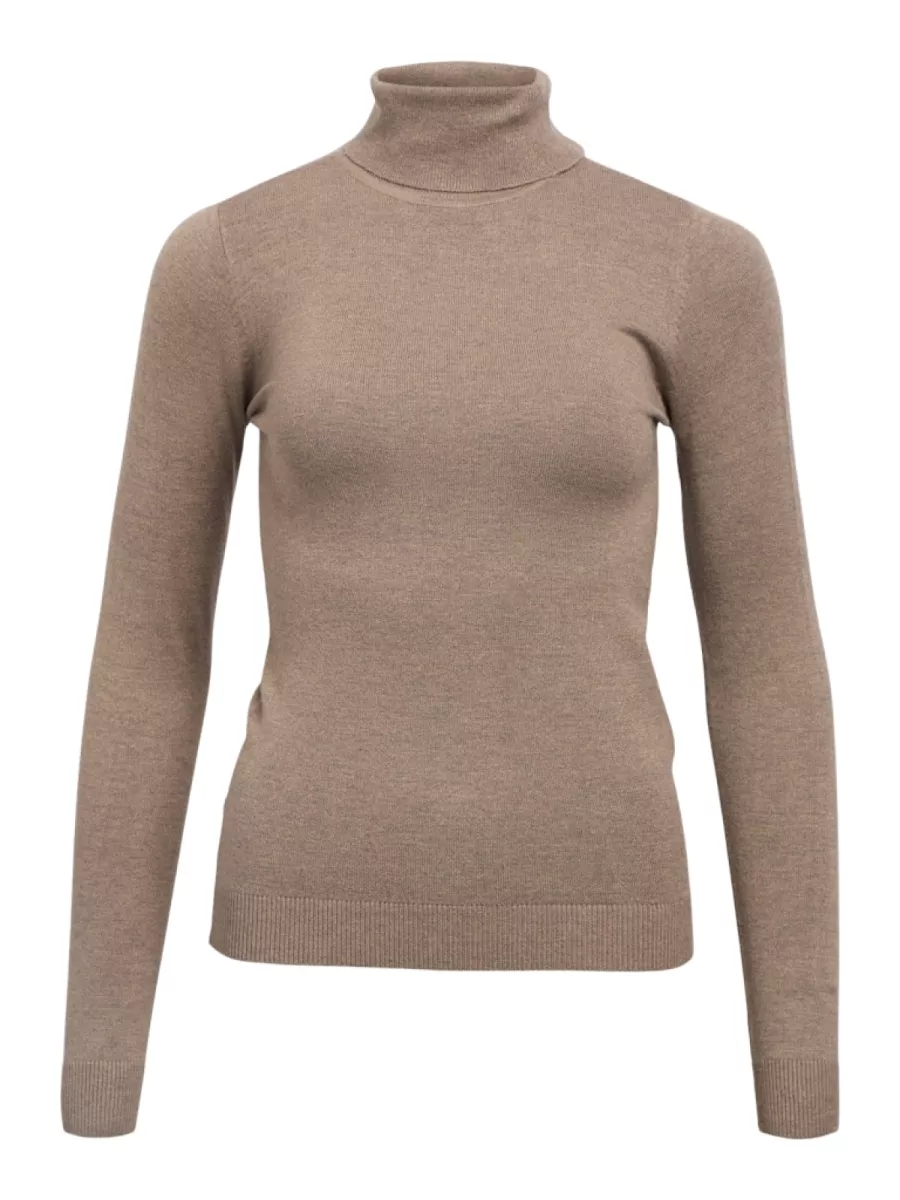 OBJECT-OBJTHESS L/S ROLLNECK KNIT PULLOVER-23033228-Morel-BRUIN