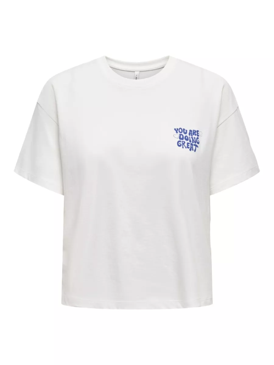 ONLY-ONL30 HAPPY LIFE S/S BOXY TEE CS JR-15367624-Cloud Dancer-CREME