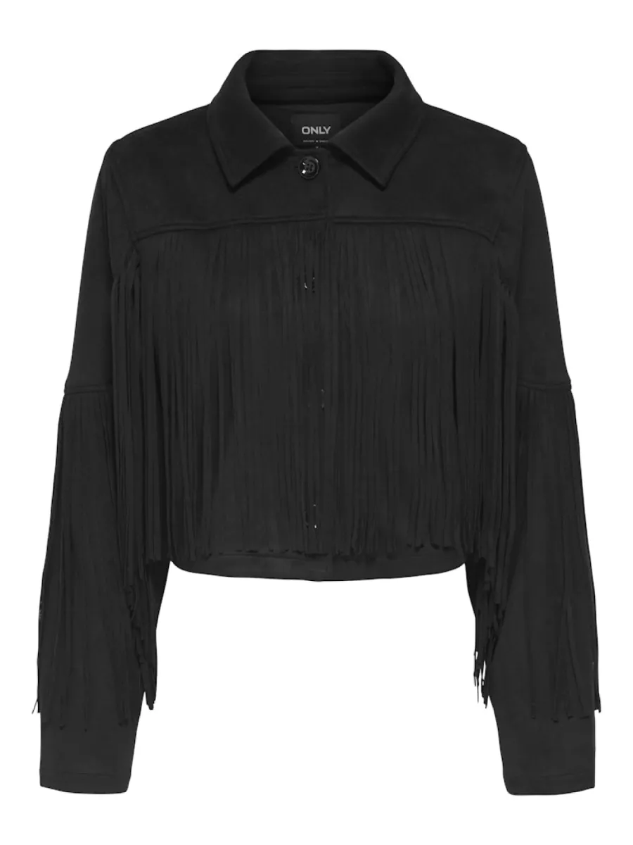 ONLY-ONLDIANE LIFE FAUX SUEDE FRINGES OT-15354896-Black-BLACK