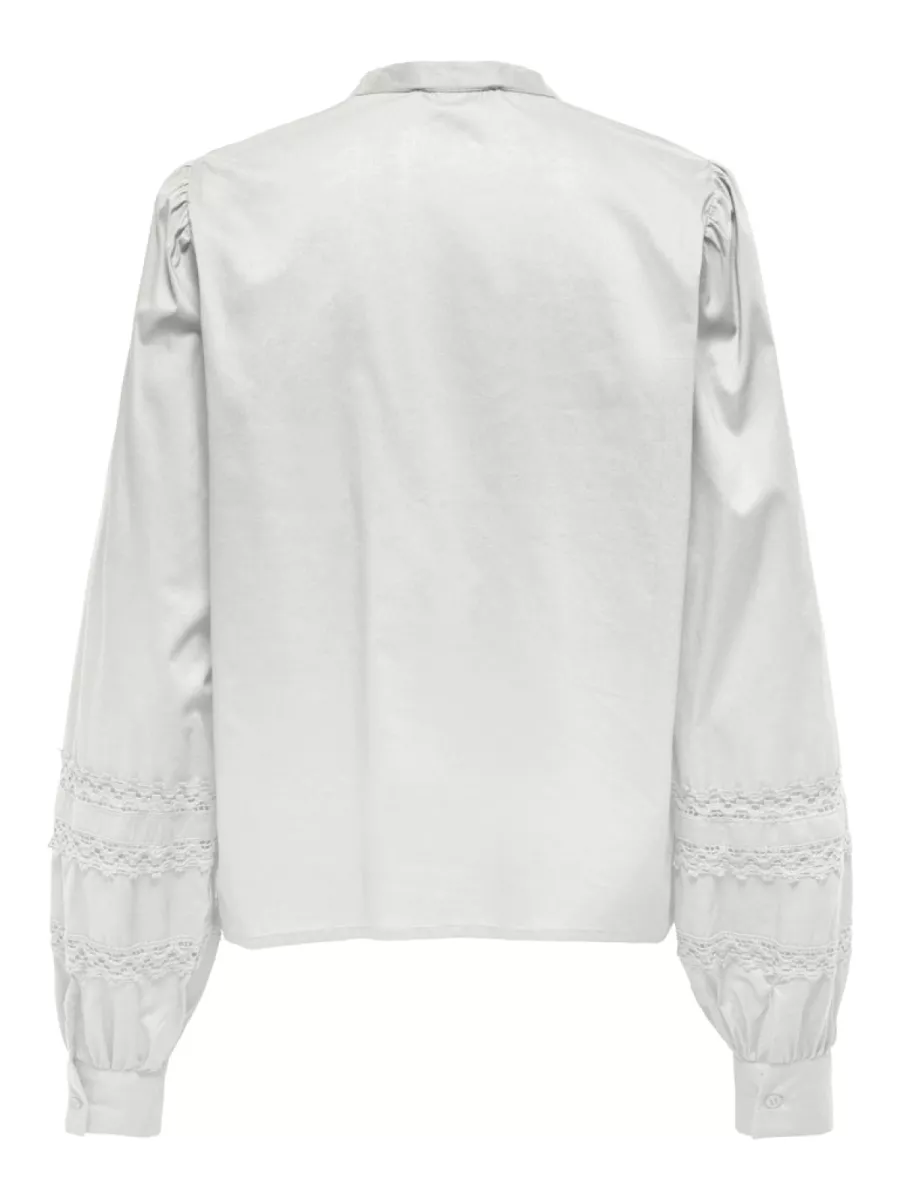 ONLY-ONLDOLLY LIFE LS BUTTON TOP WVN-15354774-Cloud Dancer-CREME