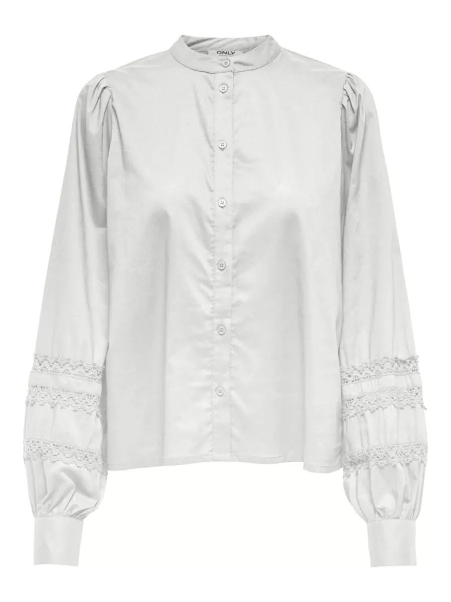 ONLY-ONLDOLLY LIFE LS BUTTON TOP WVN-15354774-Cloud Dancer-CREME