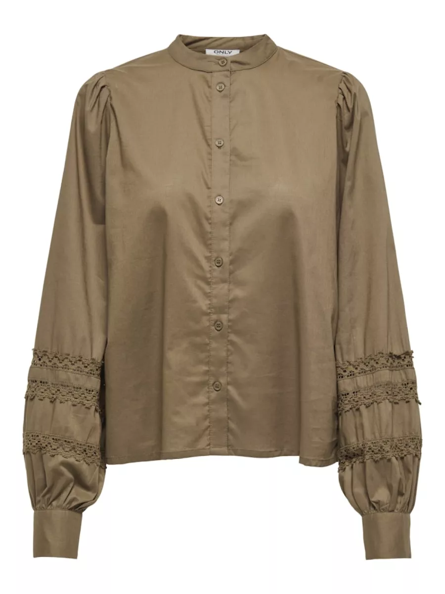 ONLY-ONLDOLLY LIFE LS BUTTON TOP WVN-15354774-Cub-BRUIN