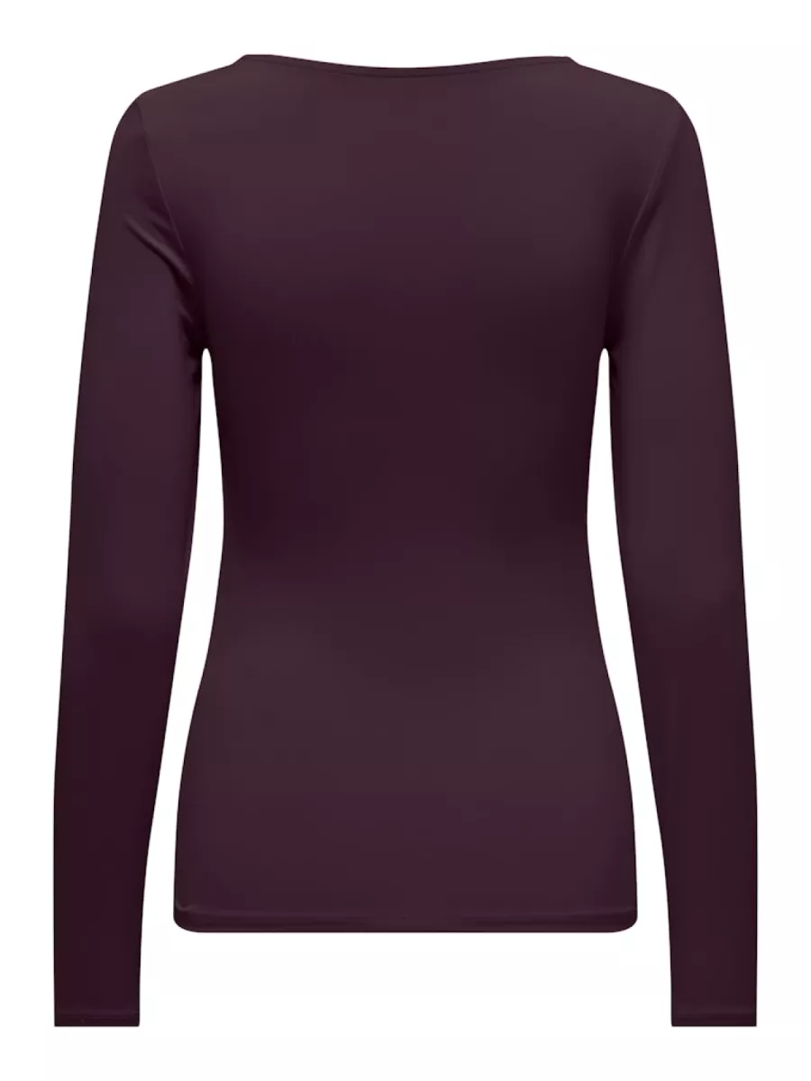ONLY-ONLEA L/S 2-WAY DEEP NECK TOP JRS N-15302647-Winetasting-BORDEAUX