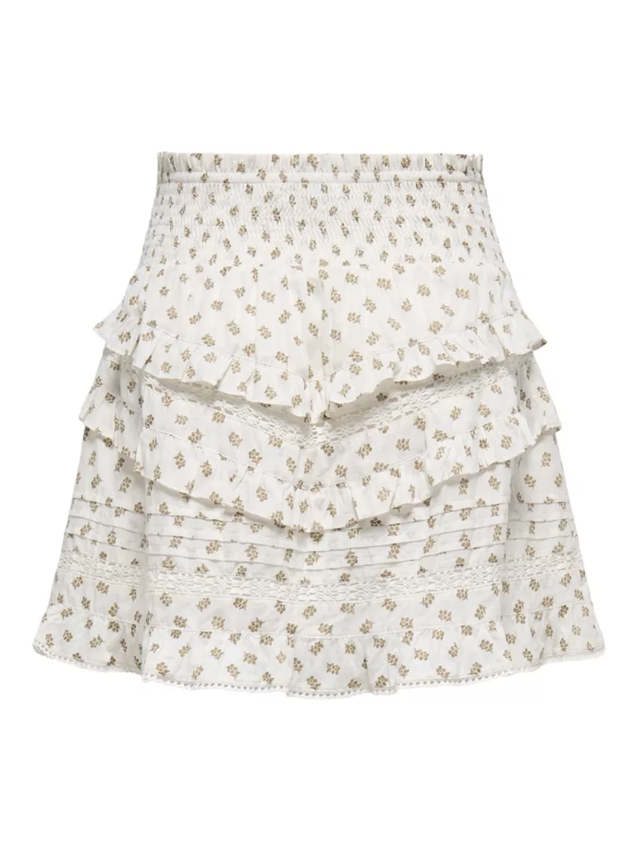 ONLY-ONLJASMIN FLOUNCE SKIRT WVN-15352497-Cloud Dancer-CREME