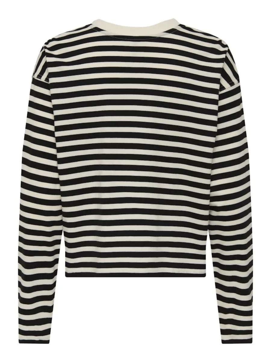 ONLY-ONLLIVINA L/S O-NECK STRIPE TOP PRI-15371241-Black-BLACK