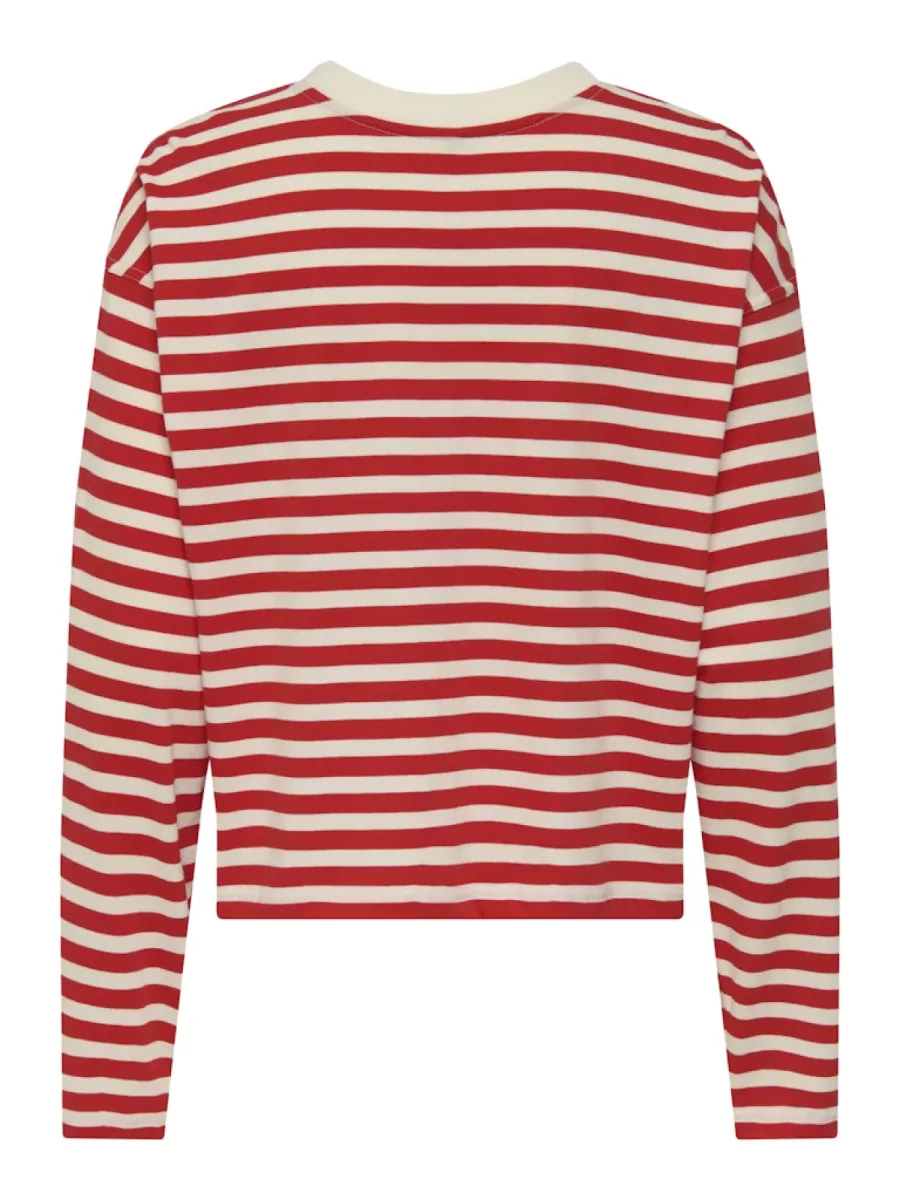 ONLY-ONLLIVINA L/S O-NECK STRIPE TOP PRI-15371241-High Risk Red-ROOD