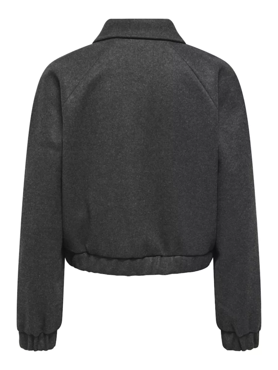 ONLY-ONLNANCY LIFE COLLAR JACKET CC OTW-15321922-Dark Grey Melange-DONKER GRIJS/GRAFIET