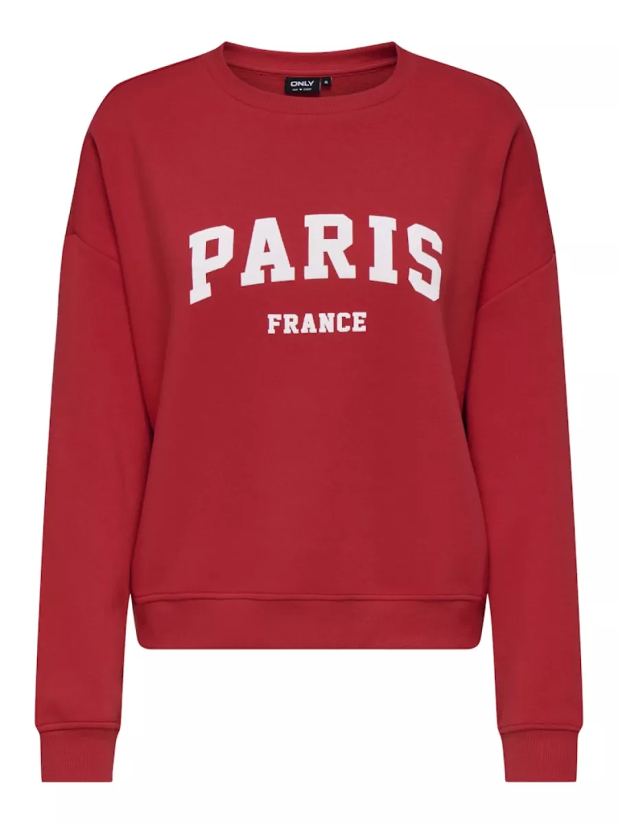 ONLY-ONLSWEAT LIFE L/S CREW O.SIZE STATE-15254183-True Red-ROOD