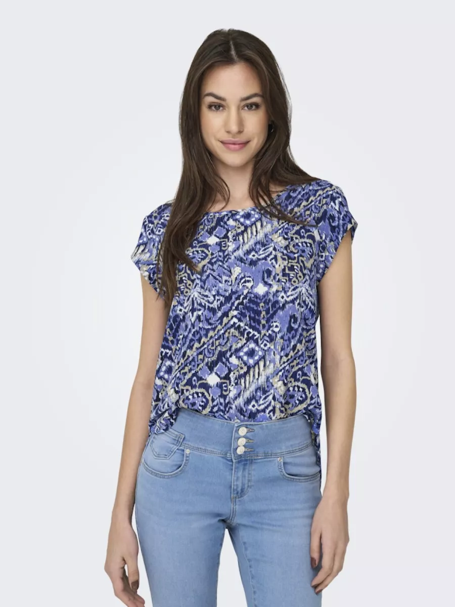 ONLY-ONLVIC S/S AOP TOP NOOS WVN-15161116-Amparo Blue-BLUE